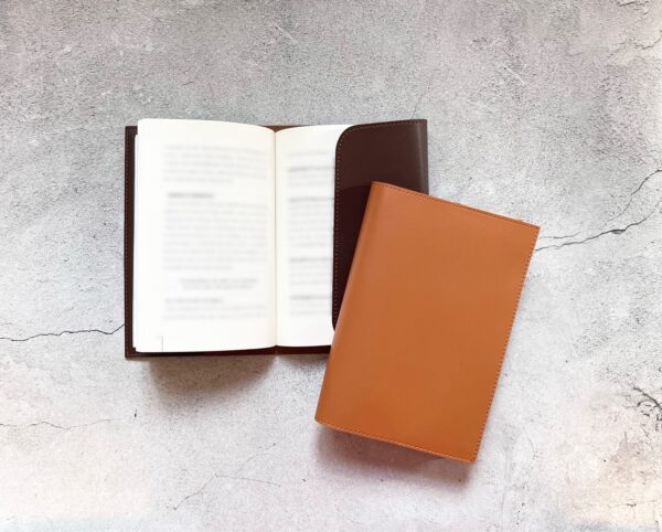 Leather Book Cover <br> [Brown / Dark Brown Color ] <br> [for B6-sized / A5-sized Book]