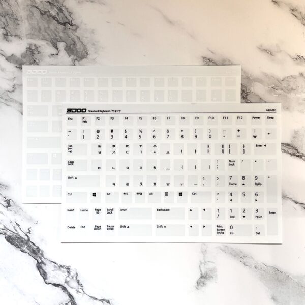 Korean Language Keyboard Stickers [Transparent, White / Black Text]