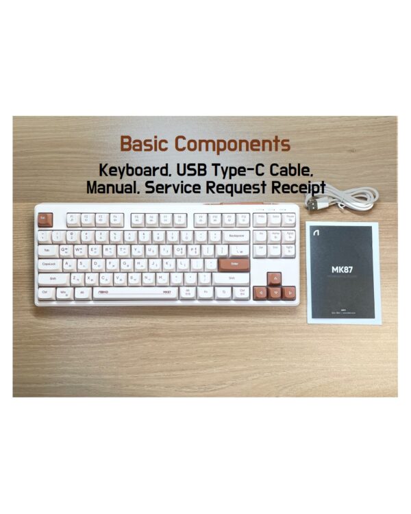 [Wired Korean Keyboard] ABKO MK87 Low-noise Tenkeyless Membrane Keyboard in Oatmeal Color - Image 2