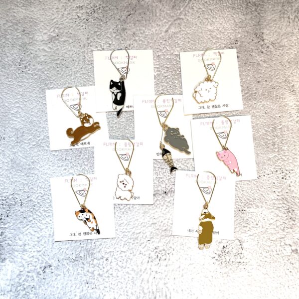 Cute Clip Bookmark Set <br> of 4 types <br> [Dog Set / Cats Set]