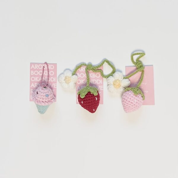 Adorable Keyring Bag Charm <br> [Ice cream/Red King Strawberry/Pink King Strawberry] - Image 6