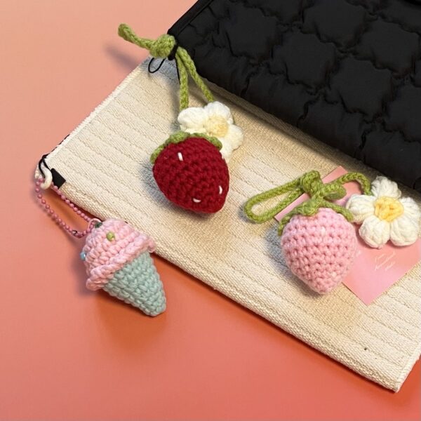 Adorable Keyring Bag Charm <br> [Ice cream/Red King Strawberry/Pink King Strawberry]