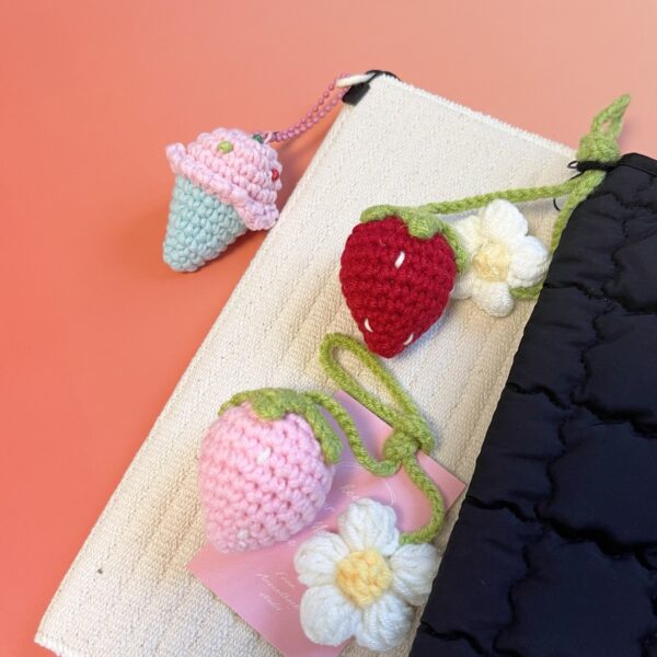 Adorable Keyring Bag Charm <br> [Ice cream/Red King Strawberry/Pink King Strawberry] - Image 2