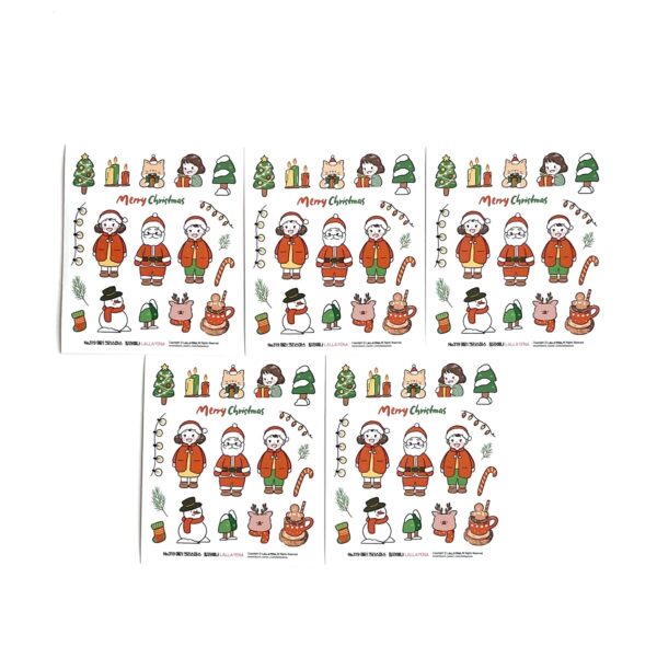 LALLAYENA Merry Christmas Diary Decoration Stickers (1 set 5 sheets)