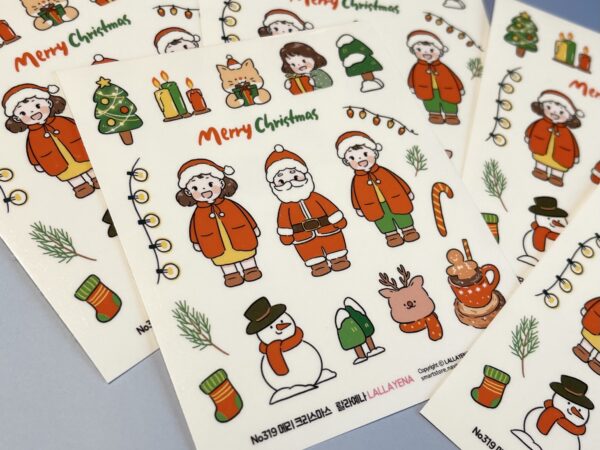 LALLAYENA Merry Christmas Diary Decoration Stickers (1 set 5 sheets) - Image 2