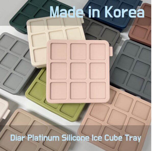 [Made in Korea] [Diar - Korea Premium Living Brand] Platinum Silicone Ice Cube Tray M Size (9 Cubes)