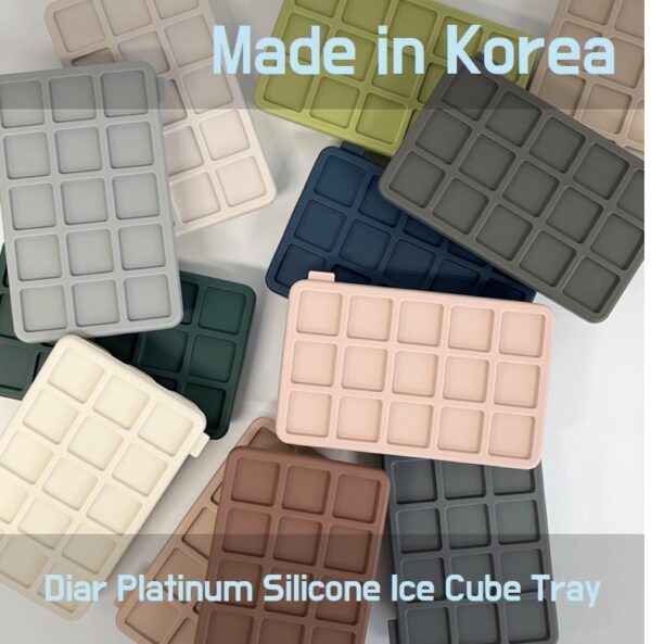 [Made in Korea] [Diar - Korea Premium Living Brand] Platinum Silicone Ice Cube Tray L Size (15 Cubes)