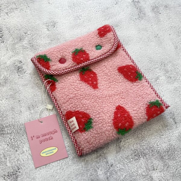 Strawberry Milk E-book Reader Tablet Fabric Pouch (Made in Korea) - Image 2
