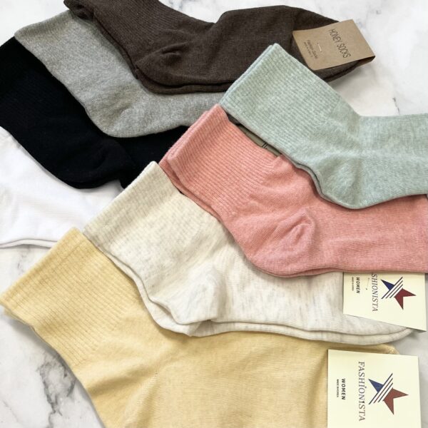 Women Basic Mid-Crew Socks Made in Korea - Image 3