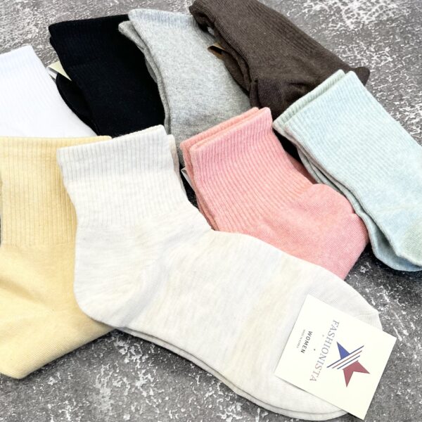Women Basic Mid-Crew Socks Made in Korea - Image 4