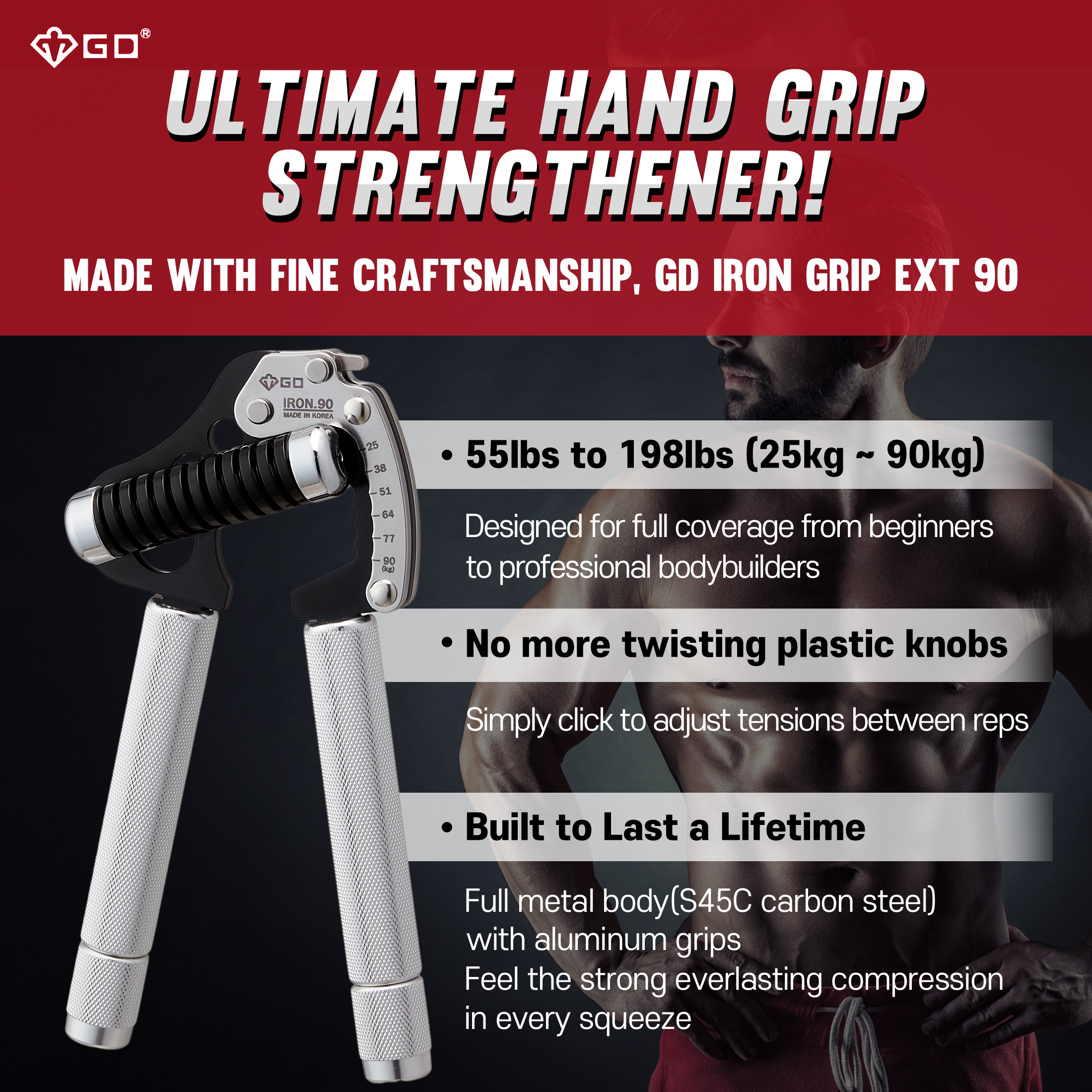 GD IRON GRIP EXT 90 (25~90kg) / EXT.P 90 (25~90kg / Including Pinch Grip) - Image 3